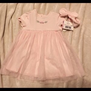 NWT- Little Me pink dress and headband-9 months